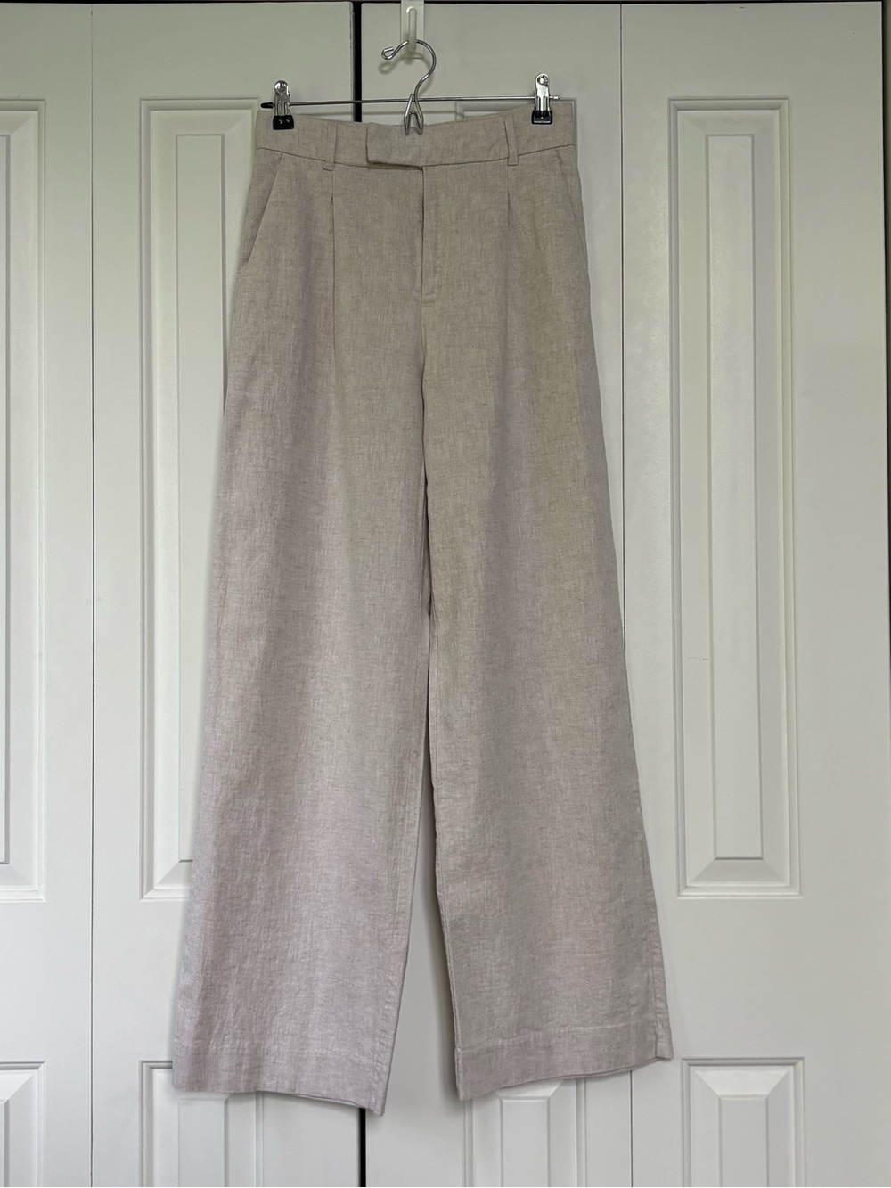 Banana Republic High-Rise Pleated Wide-Leg Linen Trousers - Size 4